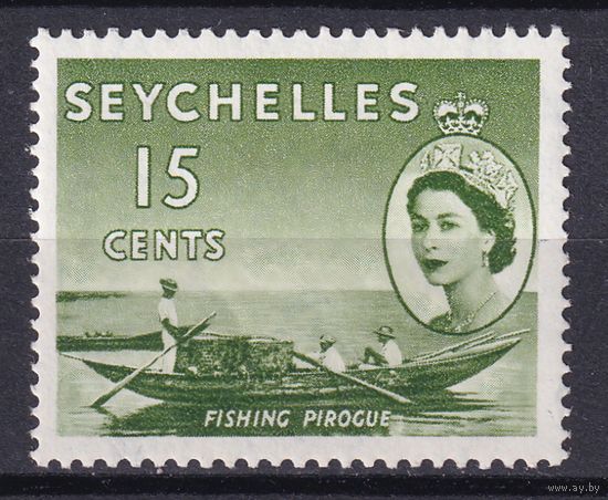 108.BrKSe. Великобритания. Колонии. Сейшельские острова. Елизавета II. Местные мотивы. 15C. 1954 г. Mi.#175. MNH.