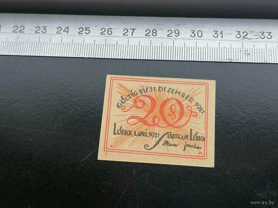 Германия-нотгельд  20 пфеннингов  1921 Lubeck Любек