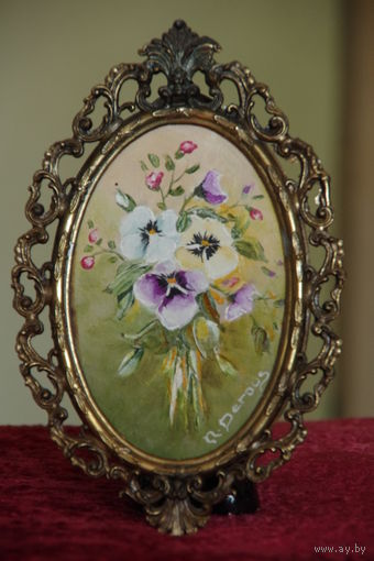 Картина , натюрморт в рамке (  13,5 х 21 см )