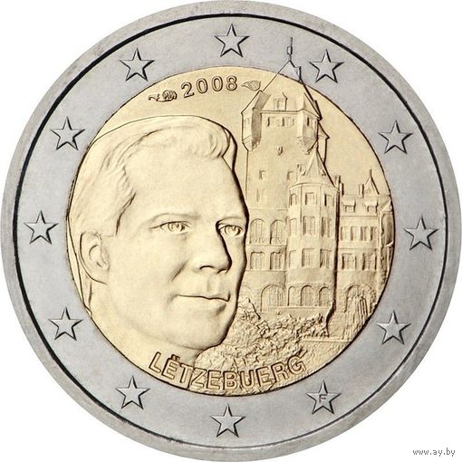 2 евро 2008 Люксембург Замок Берг UNC из ролла