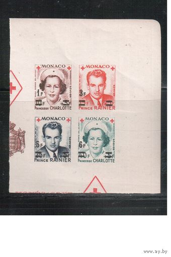 Монако-1951(Мих.451В-454В)   ** , Красный Крест, Князь Ренье III, Принцесса Шарлотта , Надп.,БЗЦ