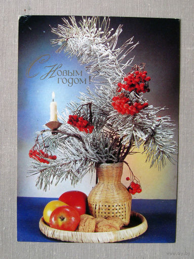 С001 Открытка С Новым годом! Фото Киндровой Подписана СССР 1989