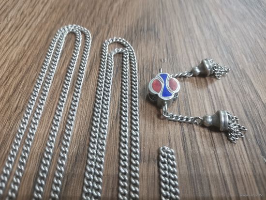 Цепочка с подвеской (украшение). Серебро 84