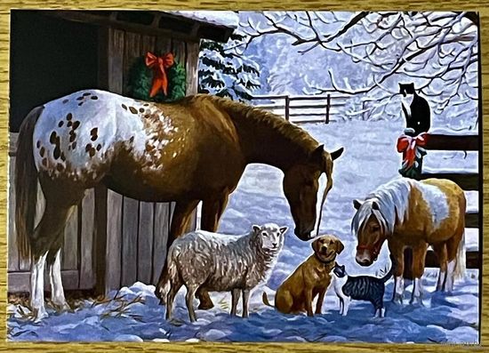 Открытка новогодняя чистая 10х15 см.