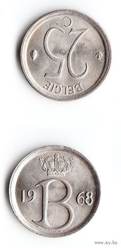 25 сантимов Бельгия 1968 года