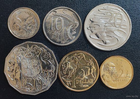 Австралия годовой набор 5,10,20,50 центов и 1,2 доллара 2024 Чарльз Карл III (набор 6 монет).