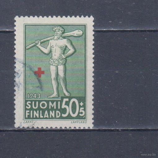 [580] Финляндия 1943. Красный Крест.Герб земли (провинции). Гашеная марка. 1