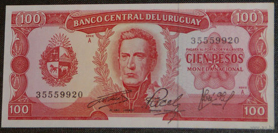 Уругвай 1967 100 песо UNC