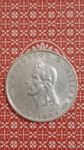 Германия 2 марки 1934 Шиллер