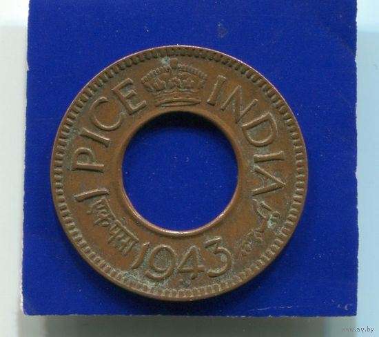 Британская Индия 1 пайс 1943 , Бомбей