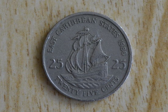 Восточные Карибы 25 центов 1986 с 1 руб
