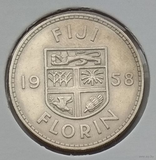 Фиджи 1 флорин 1958 г. В холдере