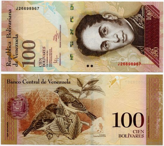 Венесуэла. 100 боливаров (образца 2011 года, P93d, UNC)