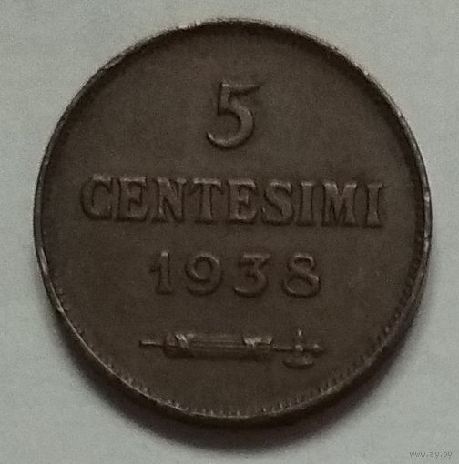 Сан-Марино 5 чентезимо 1938 г.