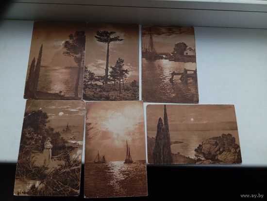 Литография? Открытое письмо до 1917 года Перфорация, Лит. Т. Киббель С.П.Б.  6 штук российская империя