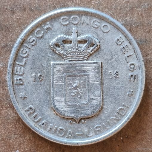 Руанда-Урунди, Бельгийское Конго 5 франков 1958 г., КМ# 3