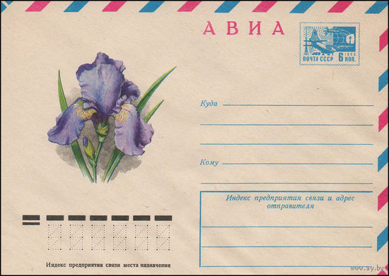 Художественный маркированный конверт СССР N 12018 (20.04.1977) АВИА  Ирис