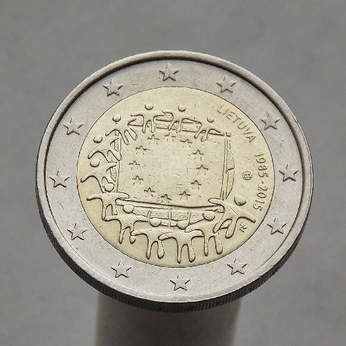 Литва 2 евро 2015 30 лет флагу Европейского союза