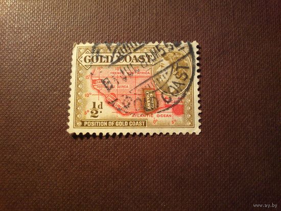 Британская колония Золотой Берег 1952 г.Королева Елизавета II и карта./3а/