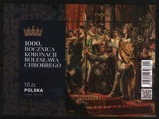 2025 Польша живопись Ян Матейко 1000. годовщина коронации Болеслава Храброго Блок**