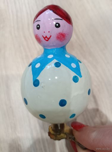 Елочные игрушки, стекло, неваляшка, девочка в платке