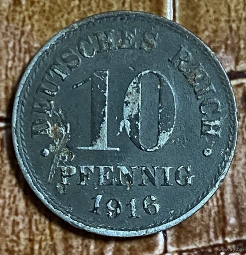 Монета 10 пфеннигов 1916 год. Германская империя.