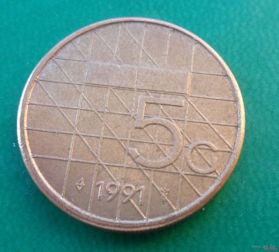 5 гульденов Нидерланды 1991 г.в.