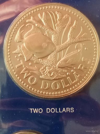 27. Распродажа. Барбадос 2 доллара 1974 г. Редкая!!! Тираж 3 708! Из набора. ВUNC!