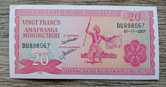 Werty71 Бурунди 20 франков 2007 аUNC банкнота