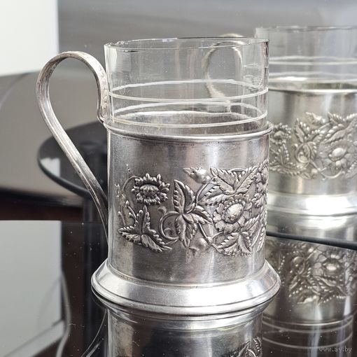 Старт с 1 Рубля !!! подстаканник 1 сорт клеймо Мстера Цветы  !!!