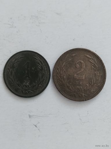 1 и 2 геллера 1894 и 1914гг. Венгрия.