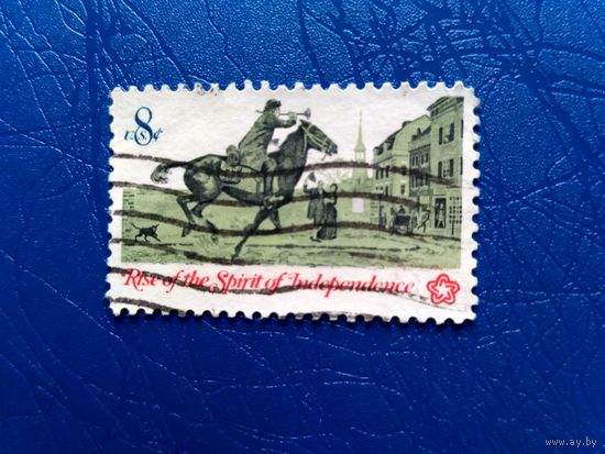 Марка США. 200 лет Декларации независимости. Почтальоны, лошади. 1973 (3)