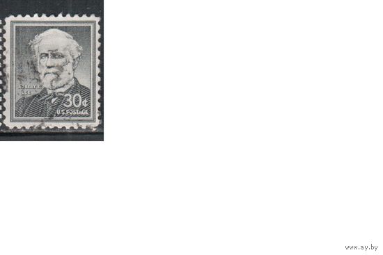 США-1954, (Мих.671), гаш.  , Стандарт, Известные американцы, Генерал Ли, ,