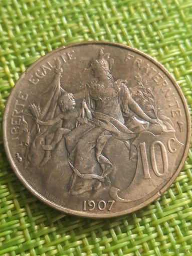 Франция 10 сантимов 1907 г