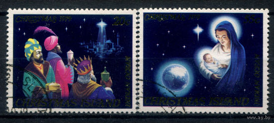 Рождественские острова - 1979г. - Рождество - 2 марки - полная серия, гашёные [Mi 120-121]. #3-WB-97-KS-8