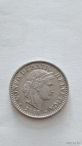Швейцария. 20 раппен 2008 года