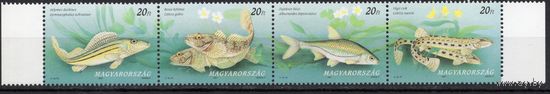 Венгрия 1997. Речные рыбы сцепка 4 марки 4451