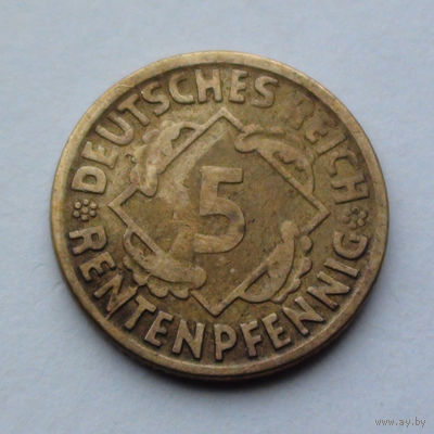 Германия 5 рентенпфеннигов, 1924 D