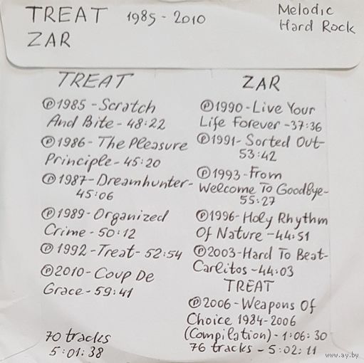 CD MP3 дискография TREAT, ZAR на 2 CD