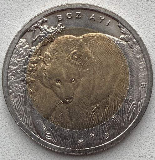 Турция 1 лира 2011 г. Красная книга. Медведь