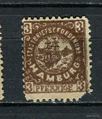 Германия - Гамбург (Hammonia) - Местные марки - 1889 - Корабль 3Pf - [Mi.44A] - 1 марка. MH.  (Лот 88Df)