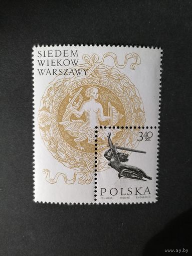 Польша 1965 Блок Mi.37 с маркой "Семь веков Варшаве" (чистый**) марка Mi.1605 каталог 1.50 евро