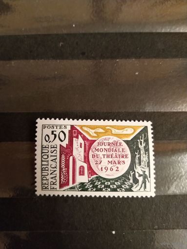 1962 Франция Всемирный день театра искусство культура клей MNH** выпускалась одиночкой (1-9)