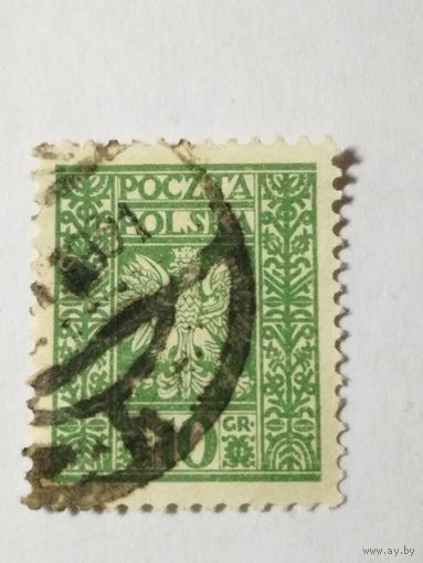 Польша 1932 -1933. Герб Польши - вертикальные линии в фоновом режиме