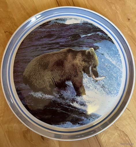 РЕДКОЕ! Настенное панно, тарелка декоративная, блюдо "Медведь" 310 мм. ДФЗ. АУКЦИОН не с рубля.