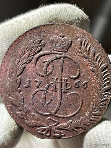 5 копеек 1766 ММ без МЦ.Кладовая.Перечекан.Состояние!