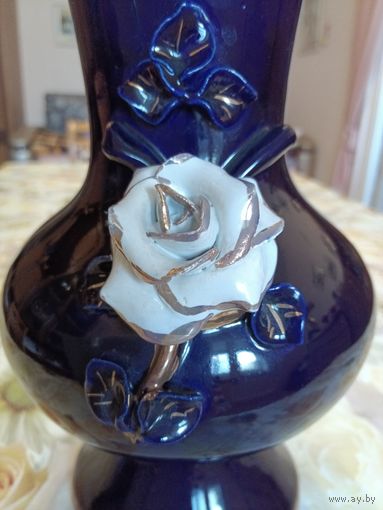 Ваза старинная большая кобальт, позолота