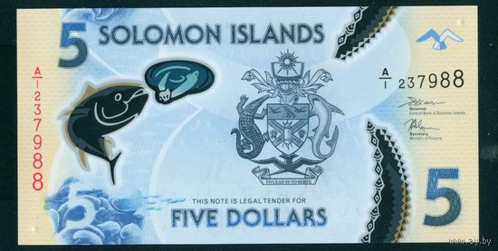 Соломоны 5 dollars 2019 пластик полимер UNC