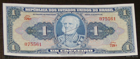 Бразилия 1 крузейро 1944 ND подпись P132 UNC