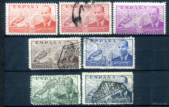 Испания - 1939г. - испанский изобретатель Хуан де ла Сьерва - 7 марок - полная серия, гашёные, MH [Mi 821-827]. #1-Sp-15-A-2